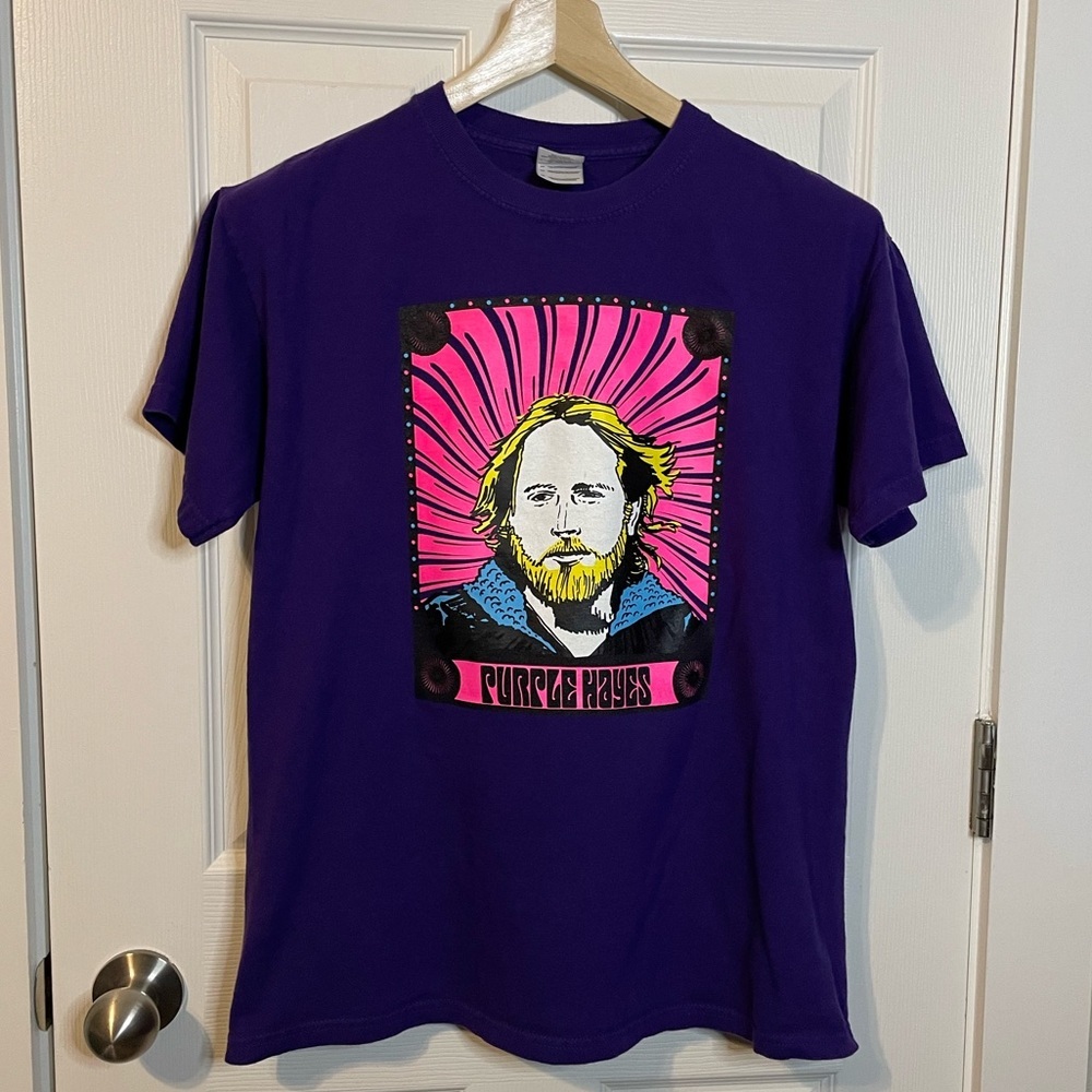 Gildan purple Hayes Carll graphic band tee w/ retro ‘Purple Hayes’ design sz M